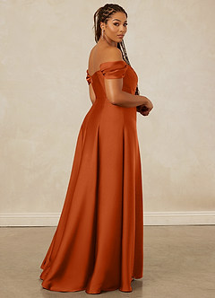 Christian Siriano Bridal for Azazie 1002 Bridesmaid Dresses Burnt Orange A-Line Off the Shoulder Stretch Satin Convertible Dress image15