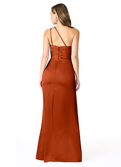 Azazie Eren Bridesmaid Dresses Paprika Mermaid One Shoulder Stretch Satin Dress image2