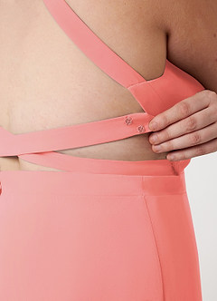 Azazie Clarice Abiti da Damigella Abito A-Line in Chiffon con Scollo Halter Corallo image14