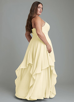 Azazie Zaina Bridesmaid Dresses Lemon Sorbet A-Line Chiffon Dress image8