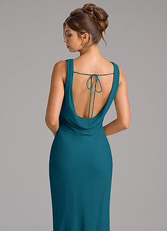 Azazie Rylina Bridesmaid Dresses Ink Blue Mermaid Pleated Chiffon Dress image2