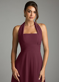 Azazie Tamira Bridesmaid Dresses Cabernet A-Line Pleated Chiffon Convertible Dress image6