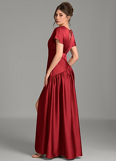 Azazie Alysse Bridesmaid Dresses Scarlet A-Line Stretch Satin Dress image5