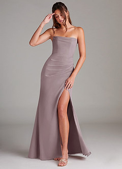 Azazie Leonis Bridesmaid Dresses Dusk Sheath Strapless Chiffon Convertible Dress image1