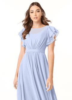 Azazie Daphne Modest Bridesmaid Dresses A-Line Ruffled Chiffon Floor-Length Dress image4