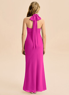 Azazie Velli Junior Meerjungfrau-Linie Hoher Kragen Chiffon Kleid Fuchsia image2