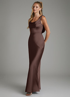 Azazie Elena Bridesmaid Dresses Ganache Mermaid Pleated Stretch Satin Dress image5