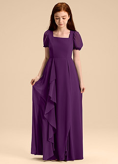 Azazie Priya Junior Abito A-Line in Chiffon Blusa Uva image5