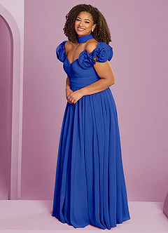 Barbie ♥ Azazie Jurken voor bruidsmeisjes Converteerbaar Jurk van Chiffon met A-Lijn Off the Shoulder Koningsblauw image5