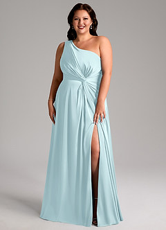 Azazie Brooke Brautjungfernkleider A-Linie One-Shoulder Stretch-Satin Kleid Wolke Blau image9