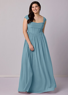 Barbie ♥ Azazie Bridesmaid Dresses Moody Blue A-Line Corset Chiffon Dress image12