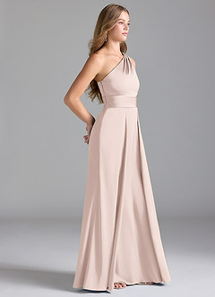 Azazie Dallas Bridesmaid Dresses Blushing Pink A-Line One Shoulder Stretch Satin Dress image4