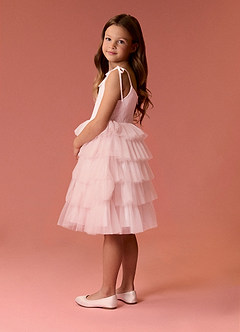 Barbie ♥ Azazie Flower Girl Dresses Blushing Pink A-Line Spaghetti Strap Tulle Dress image7