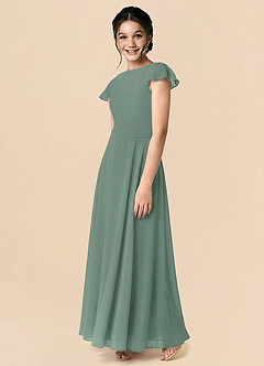 Azazie Payton Robe Trapèze en Mousseline de soie Arc Eucalyptus image4