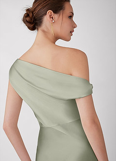 Avela Dusty Sage Lysende satin maxikjole image2