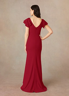 Azazie Peppermint Mother of the Bride Dresses Scarlet Mermaid Scoop Ruched Stretch Crepe Dress image4