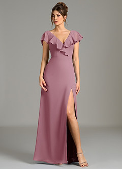 Azazie Kimmy Bridesmaid Dresses Vintage Mauve A-Line Ruched Chiffon Dress image1