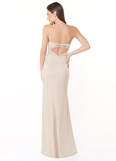 Azazie Leonis Bridesmaid Dresses White Alabaster Mermaid Pleated Stretch Satin Convertible Dress image4