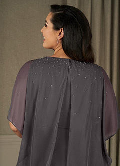 Azazie Aspyn Mère de la mariée Robes Robe Fourreau en Maille Perlé Gris Acier image14