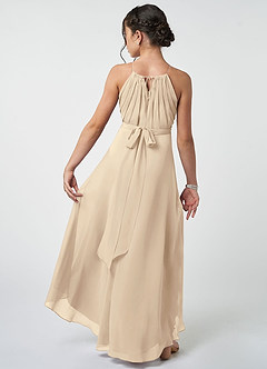 Azazie Oaklynn Junior Champagne A-Line Pleated Chiffon Dress image3