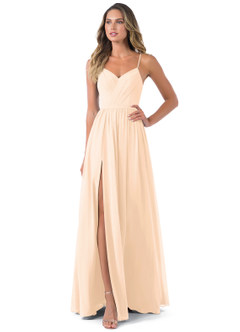 Azazie Cora Bridesmaid Dresses Pearl Pink A-Line Pleated Chiffon Dress image1
