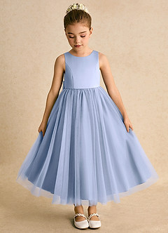 Azazie Solia Flower Girl Dresses Ice Ball-Gown Bow Tulle Dress image6