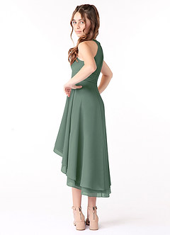 Azazie Linna Junior Eucalyptus A-Line Pleated Chiffon Dress image2