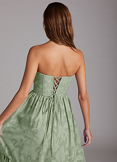 Azazie Delphina Bridesmaid Dresses Dusty Sage A-Line Strapless Floral Burnout Convertible Dress image6
