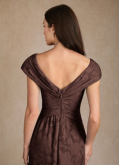 Azazie Myrtle Final Sale Ganache A-Line Pleated Floral Burnout Dress image6