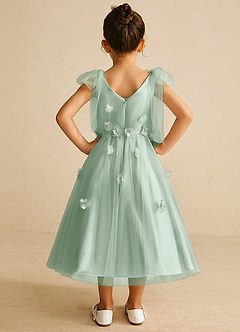 Azazie Minia Flower Girl Dresses Agave A-Line Bow Matte Satin Dress image6