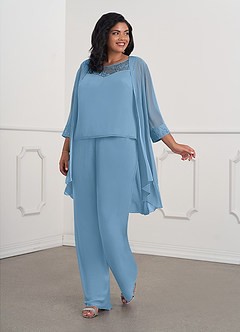 Azazie Maura vestidos de madre de la novia Vestido de Azul Acero de Gasa de Mono/Traje de pantalón con Lentejuela image6