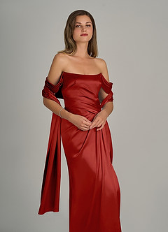 front Azazie Châle En Satin Métallisé De Couleur Assortie