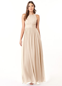 Azazie Luz Bridesmaid Dresses White Alabaster A-Line Lace Chiffon Dress image1