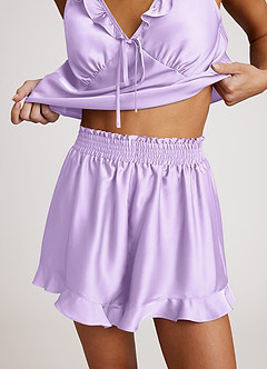 front Satin-Rüschenpyjama-Set