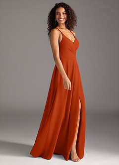 Azazie Davis Bridesmaid Dresses Paprika A-Line Pleated Stretch Crepe Dress image5