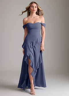 Azazie Sloane Vestidos de damas de honor Vestido de Tormenta de Gasa de Corte en A con Escote de Corazón image5