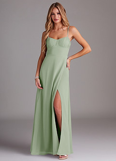 Azazie Breonna Bridesmaid Dresses Dusty Sage A-Line Sweetheart Neckline Chiffon Dress image1