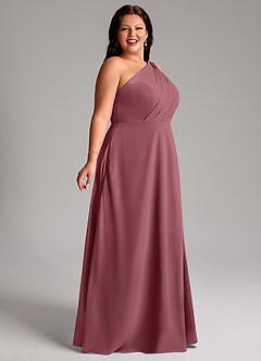 Azazie Phaedra Bridesmaid Dresses Desert Rose A-Line One Shoulder Chiffon Dress image7