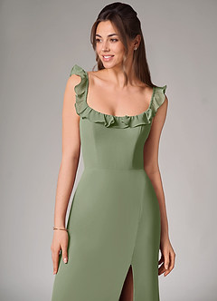 Azazie Callie Bridesmaid Dresses Pistachio Mermaid Side Slit Chiffon Convertible Dress image6