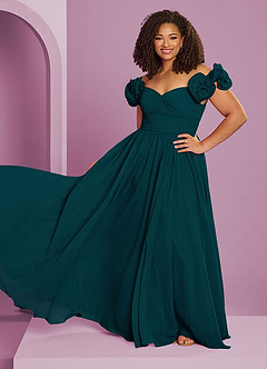 Barbie ♥ Azazie Bridesmaid Dresses Pine A-Line Off the Shoulder Chiffon Convertible Dress image16