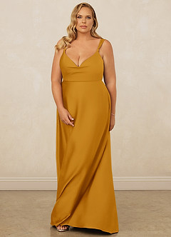 Christian Siriano Bridal for Azazie 1001 Bridesmaid Dresses Butterscotch A-Line Sweetheart Neckline Stretch Satin Dress image15