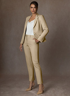 front Whitney Champagner Strukturierter Stretch-Blazer