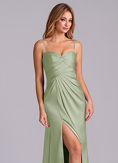 Azazie Sabrine Final Sale Dusty Sage A-Line Sweetheart Neckline Stretch Satin Dress image6