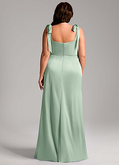 Azazie Frostine Vestidos de damas de honor Vestido de Agave de Satén Elástico de Corte en A con Lazo image11