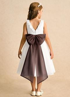 Azazie Dani Abiti da Ragazza di Fiori Abito A-Line in Chiffon Fiocco Avorio Ganache image7