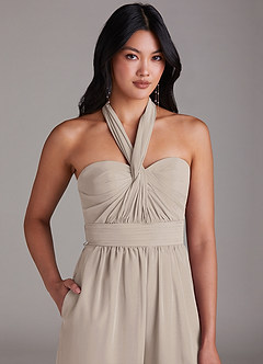 Azazie Lamara Bridesmaid Dresses Frost Off the Shoulder Chiffon Convertible Jumpsuit image9