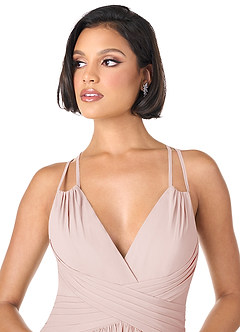 Azazie Farren Brautjungfernkleider Wandelbar A-Linie Plissee Chiffon Kleid Zartrosa image4