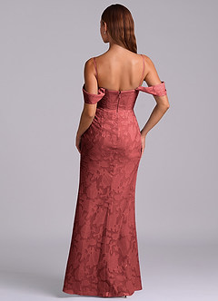 Azazie Johana Robes de demoiselle d'honneur Robe Sirène Convertible en Blumen-Burnout Épaules dénudées Terracotta image7
