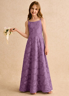 Azazie Jaella Girls Formal Flower Girl Klänningar Klänning A-Line i Blommig Utbrändhet Plisserad image2