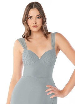 Azazie Audre Bridesmaid Dresses Dolphin Grey Mermaid Pleated Chiffon Dress image5